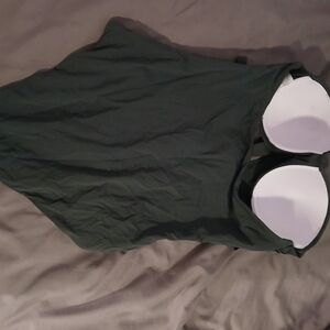 Forest green crisscross cut out one piece